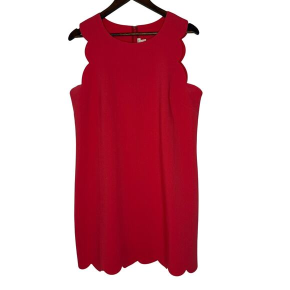 J. Crew Dresses & Skirts - J Crew 12 Red Scalloped Shift Dress Timeless Chic Elegant Sleeveless